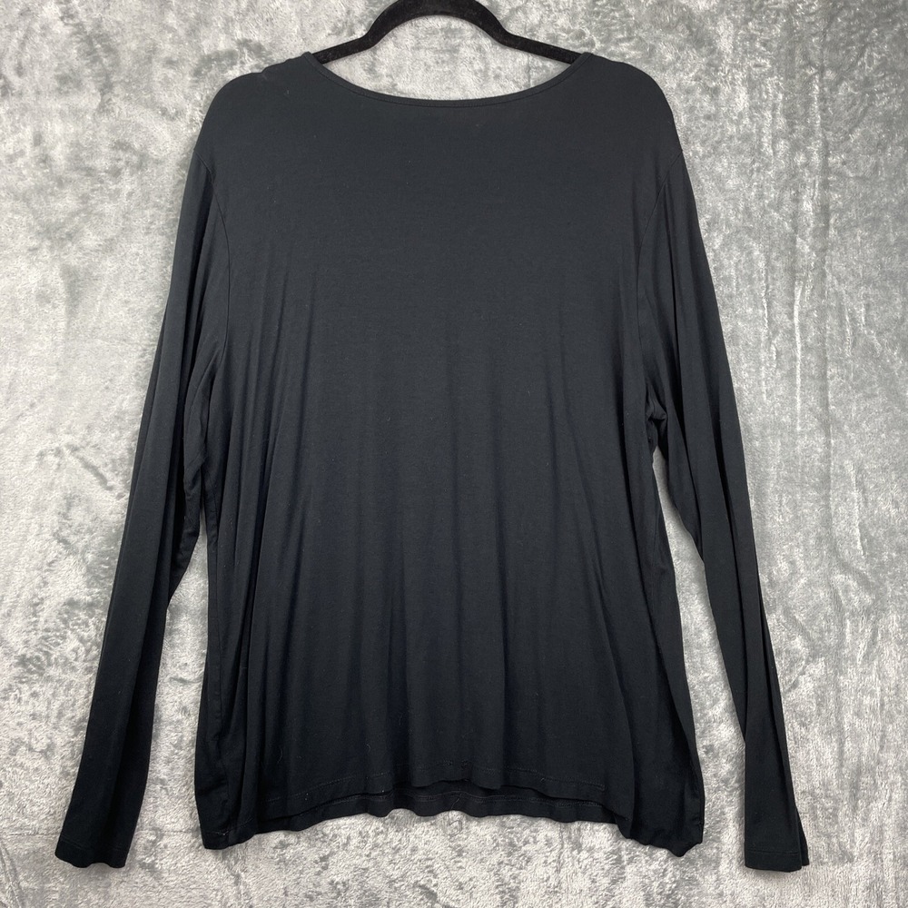 Chicos Top XL Black T Shirt Blouse Casual Beachy Coastal Stretch Minimalist - Picture 4 of 8